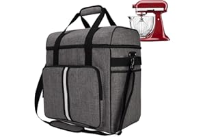 BAGLHER Kitchen Mixer Storage Bag with Zippered Water Resistant Thicken Storage Shoulder Bag for All 6-8 Quart Kitchen Mixers, 15”x10.5”x17”,Grey