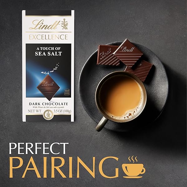 LINDT EXCELLENCE SEA SALT DARK CHOCOLATE BAR, DARK CHOCOLATE CANDY WITH A TOUCH OF SEA SALT, 3.5 OZ. BAR (12 PACK)
