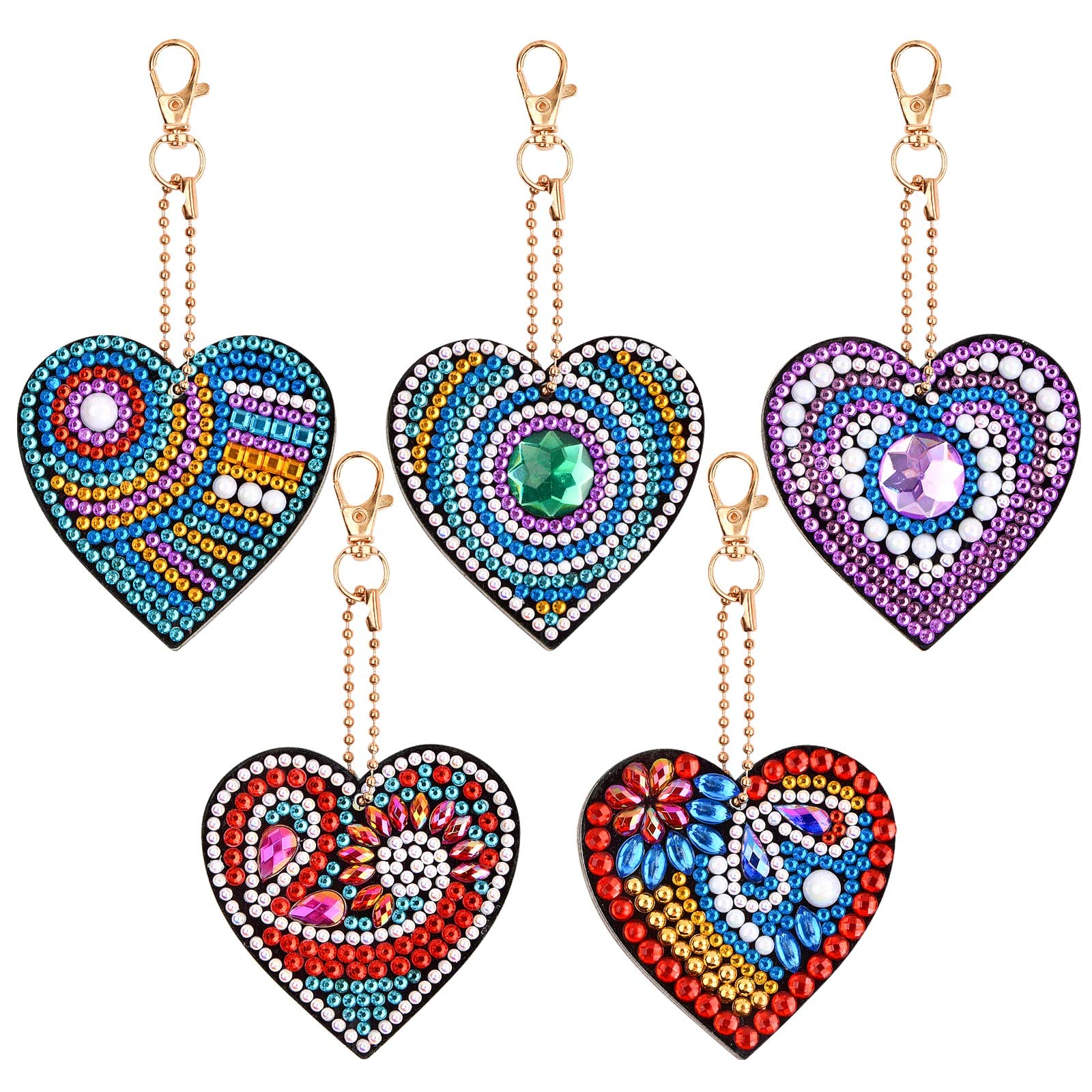 Jinlaili DIY Rhinestones Painting Keychain, Keyrings Art Craft, Double Sided Full Drill Painting Kits, DIY Decorative Pendant Rhinestone for Kids Adult Handbag Pendant Birthday Gift, Heart