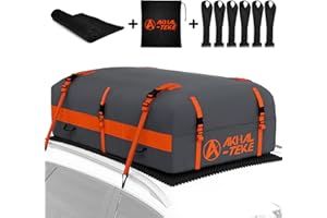 AKHAL-TEKE Rooftop Cargo Carrier, 21 Cubic Feet 600D Ultra Anti-Tear Fabric Waterproof Roof Bag, Car Roof Cargo Carrier with Storage Bag, Anti-Slip Mat and 6 Door Hooks Fits Car with/Without Racks