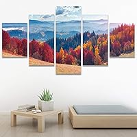 SIGNWIN 5 Panel Canvas Wall Art Modern Art Coastal Colorful Multicolor Photography Romantics Sunset for Home Decorations Ready to Hang - 60