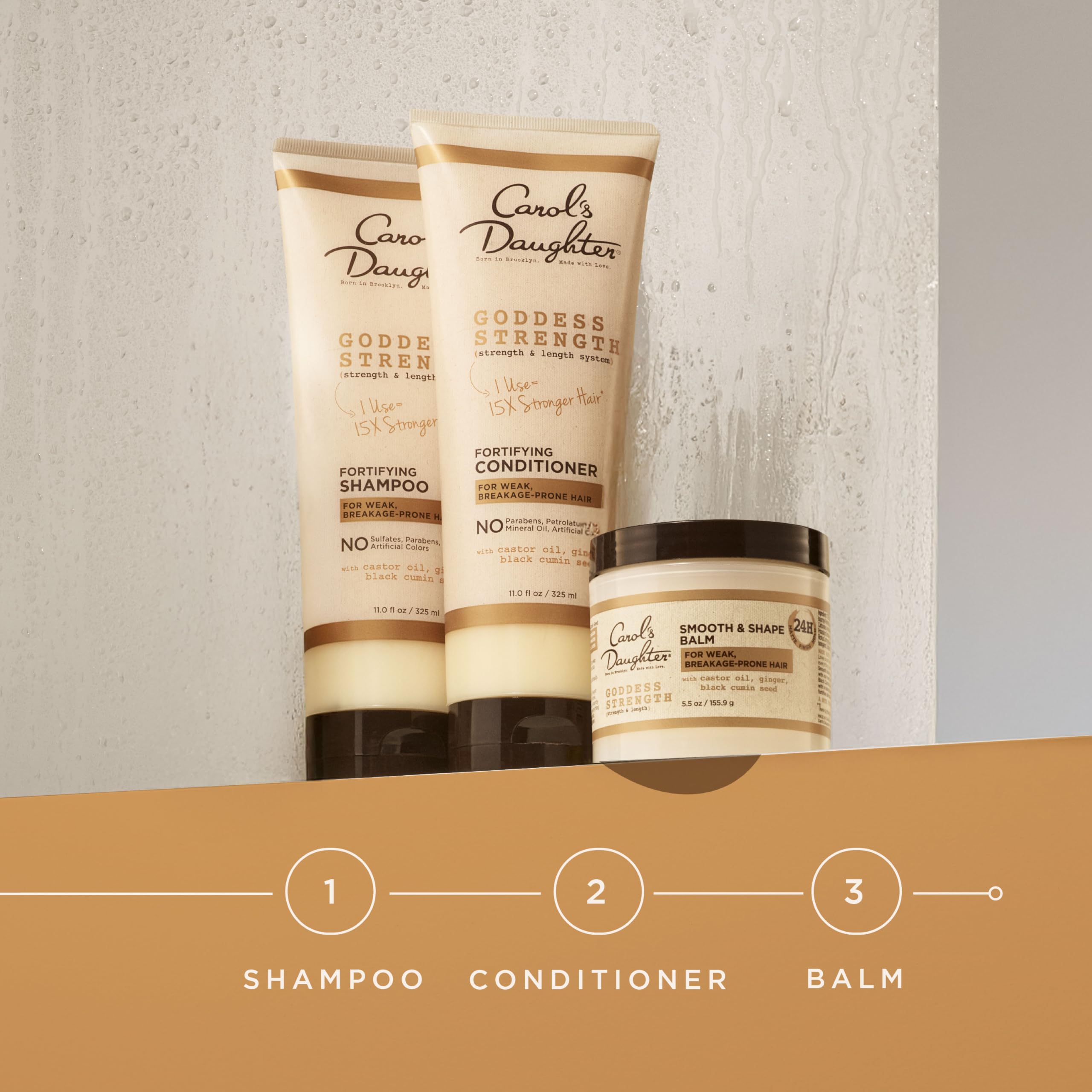 Carol's Daughter Goddess Strength Fortifying Conditioner For Wavy, Coily and Curly Hair, Conditioner with Castor Oil for Weak Hair, 11 Fl Oz