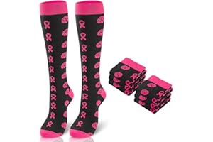 Leorate 2 Pairs Breast Cancer Awareness Pink Ribbom Socks