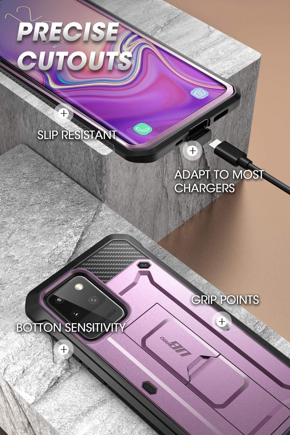 SUPCASE Unicorn Beetle Pro Series Case for Samsung Galaxy S20 Ultra 5G (2020 Release) Protective Dual Layer Rugged Holster & Kickstand Without Built-in Screen Protector (Purple) - 6.9 inches