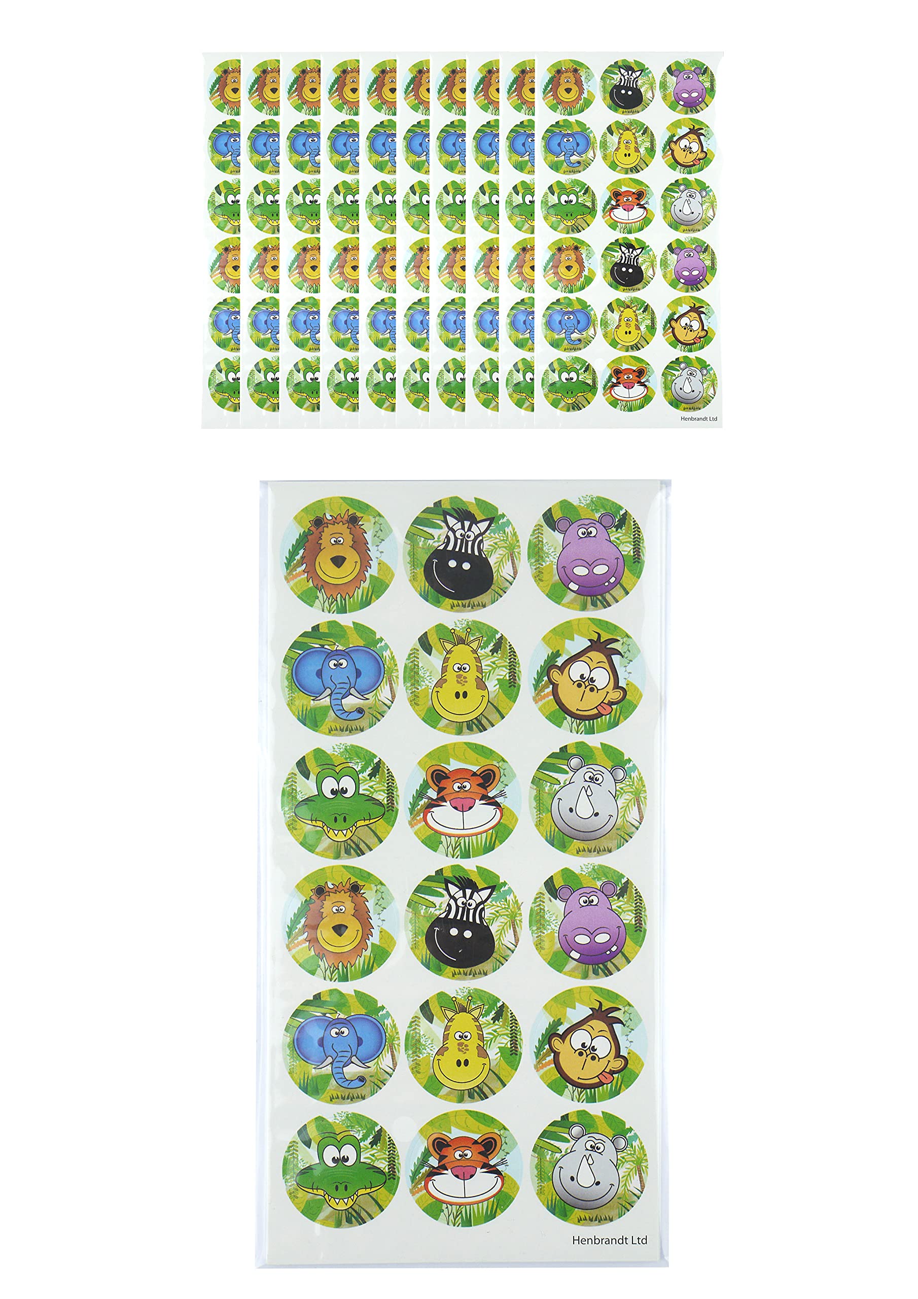 Henbrandt Large Jungle Stickers 180 Assorted Animal Zoo Safari Stickers Boys Girls Teachers School Reward Party Favours Scrapbook