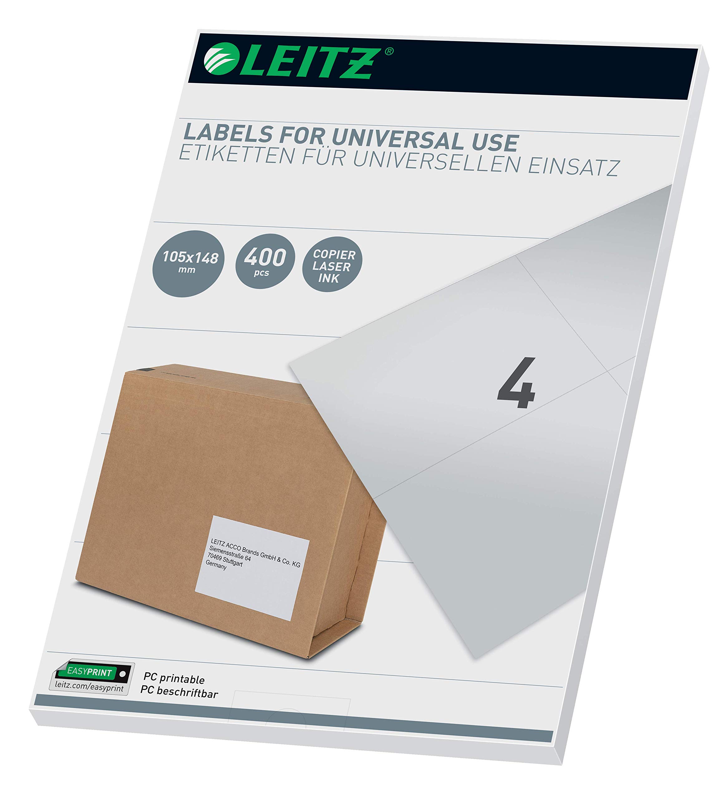 Leitz 61730001 Universal Labels for PC Write-On 105 x 148 mm White