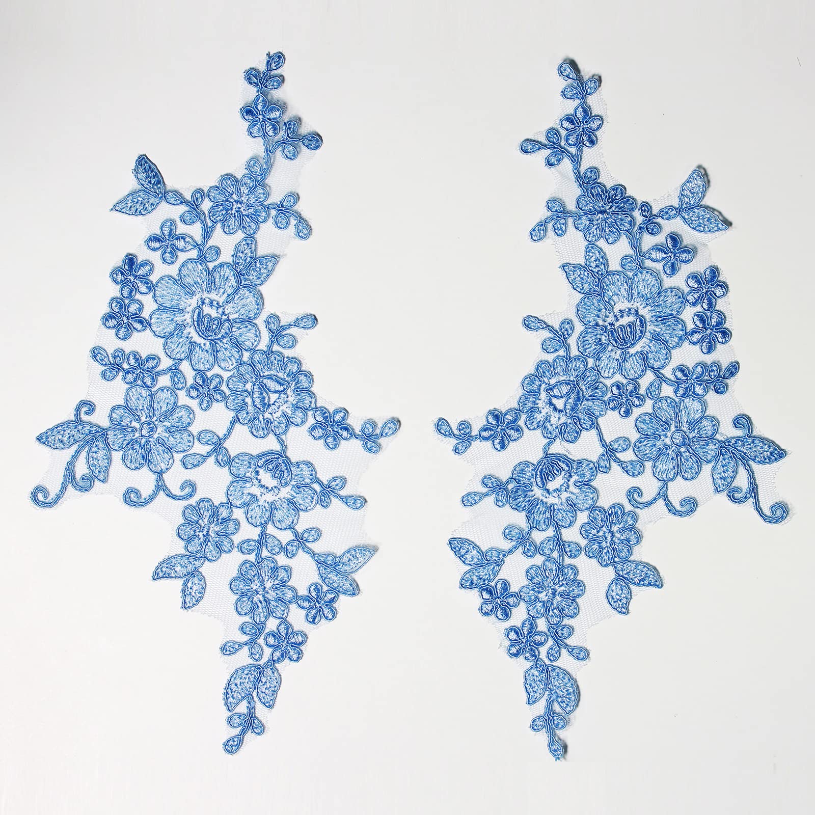 4 X Embroidered Lace Bridal Wedding Lace Applique Trim Motif #4A (Light Blue)