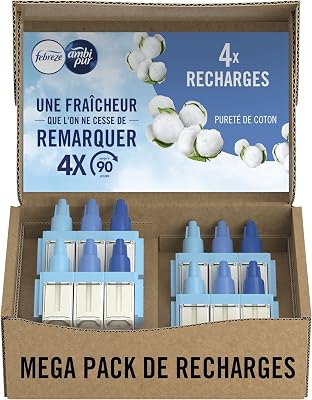 Désodorisant Électrique Recharges Parfum Pureté Coton x4 (20ml)
