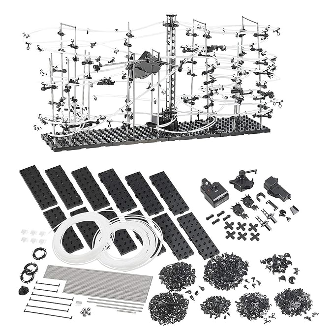 Playtastic Kugelbahn: Professionelle Kugel-Achterbahn, 682-teiliger Mega-Bausatz (Kugelbahn mit Looping)