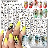 8 Sheets Summer Nail Art Stickers, Holographic 3D