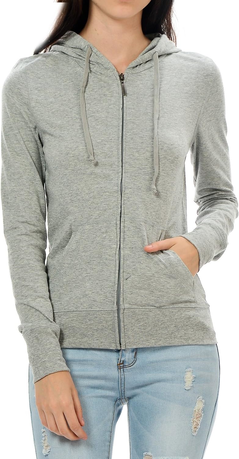 YourStyle Zip Up Hoodie Jackets-Basic Solid Casual Light Weight Zip Up S-3XL