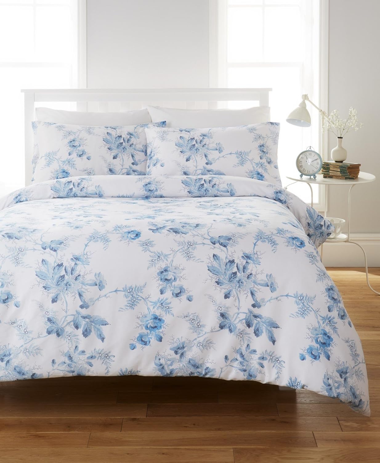 Home Furniture Diy Boutique Rose Toile Duvet Cover Pillowcase Set White Blue Globalgym Parsberg Com