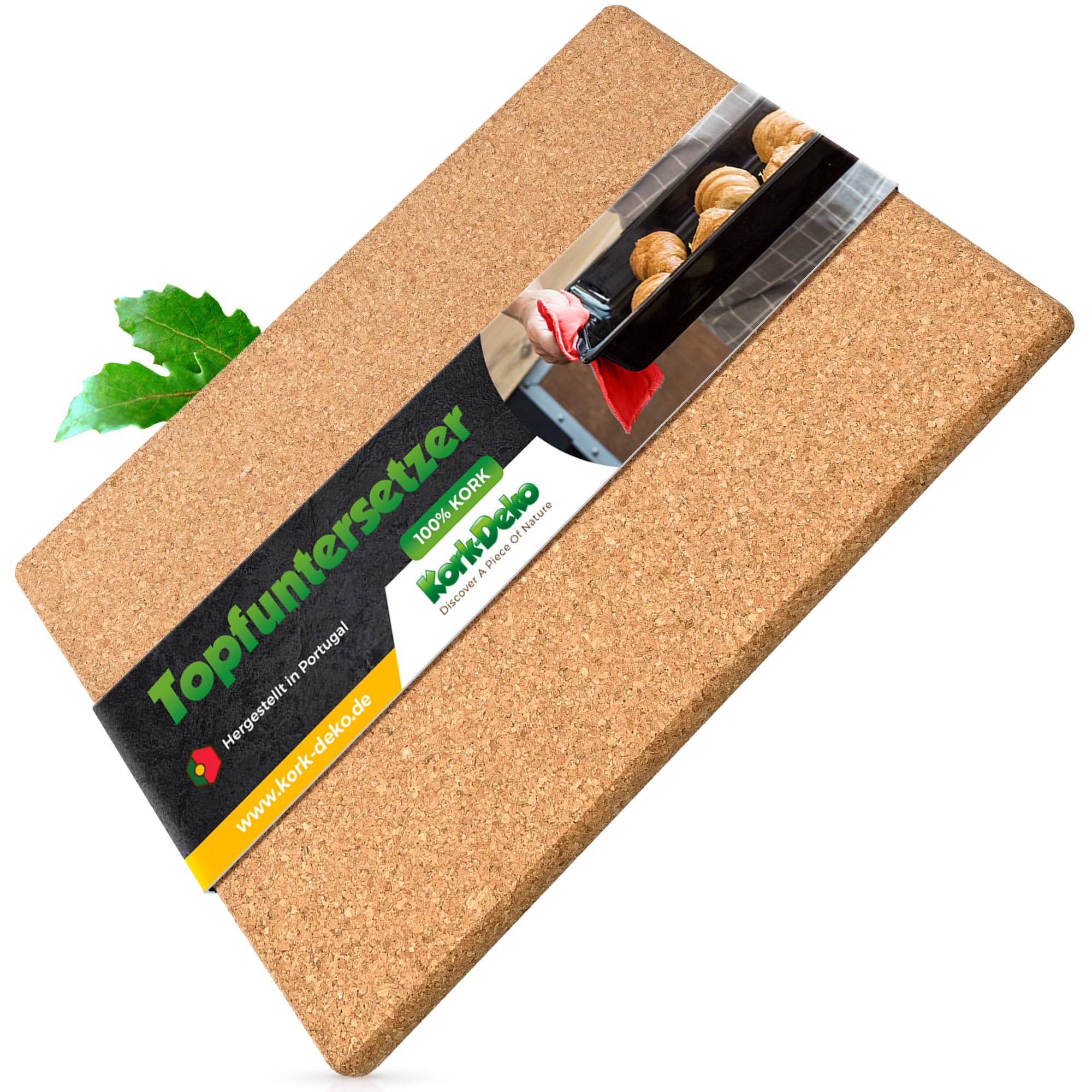 Kork-Deko Cork Trivet - Round to Square For Pots, Pans, Glasses and Bowls - Heat Resistant and Non-Slip 45x30 cm, rectangular