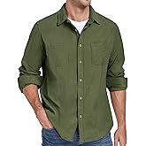 SUIMZESTI Men's Corduroy Shirt Jacket Casual Long Sleeve Button Down Shirts Lightweight Shacket Overshirts with Pockets