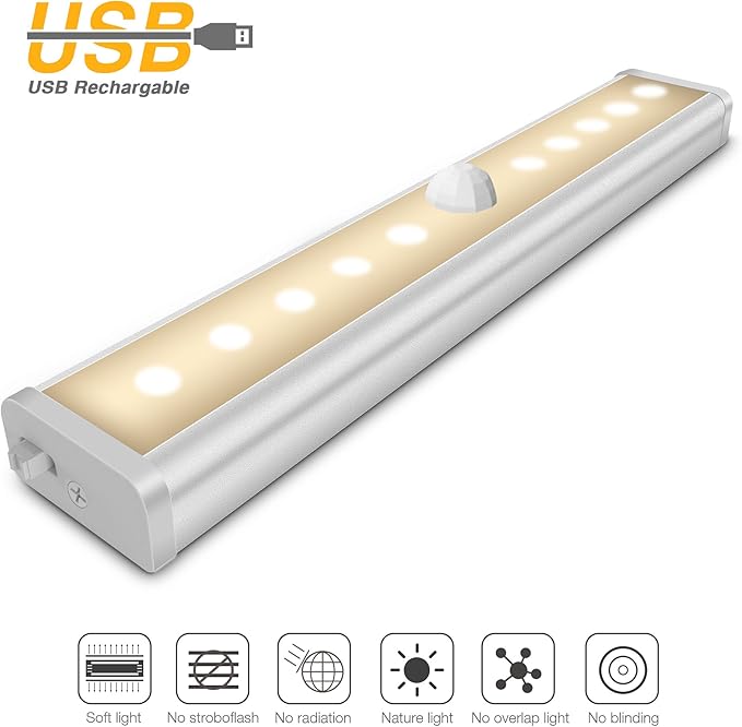 Iyowin Lámpara LED del Armario, 10 LEDs Barra de Luz Inalámbrica con