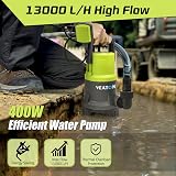 VEATON 400W Submersible Dirty Water Pump 13000 L/H with Float Switch 1-1/4" view 2
