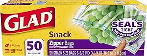 Glad Zipper Food Storage Plastic Bags - Snack - 50 Count (Package May Vary)