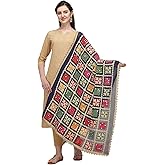themilestocks Woman's Embroidered Chiffon Garba Dupatta Navratri Wrap Indian Bridal Wedding Phulkari Stole