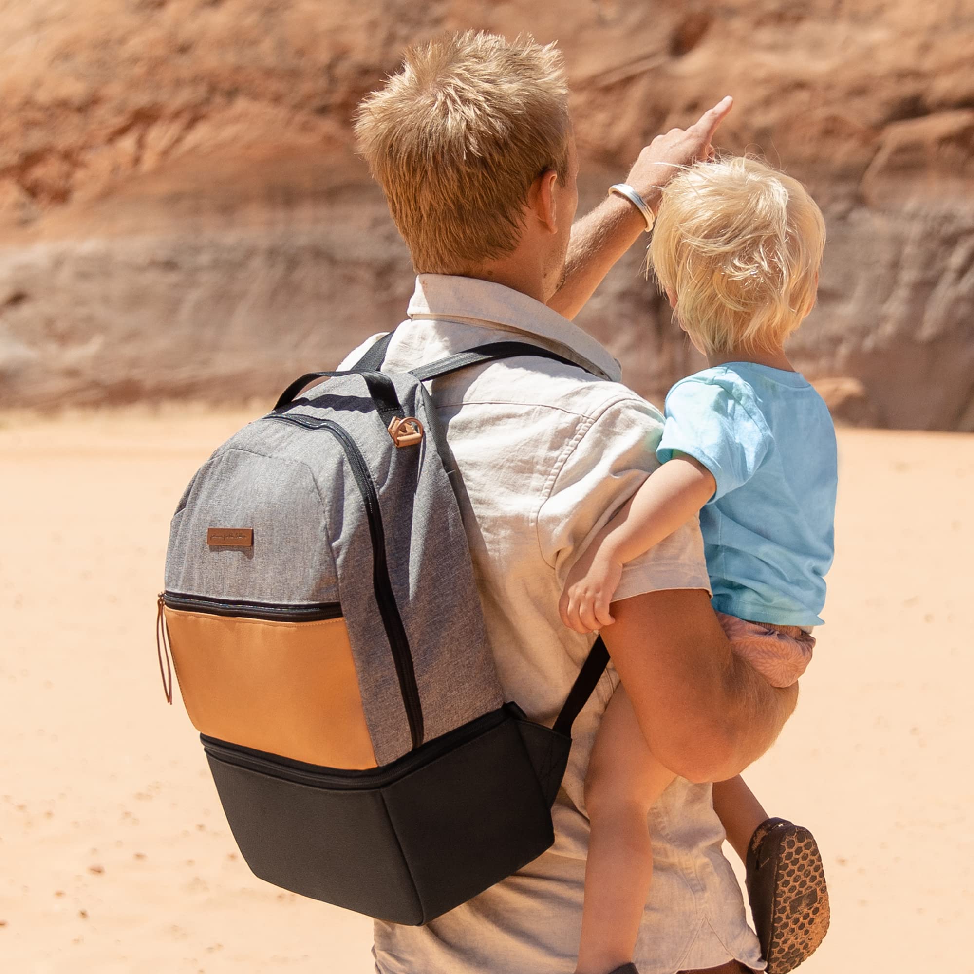 Axis Backpack | Baby Bag | Diaper Bag Backpack | Baby Bottle Bag for Parents | Stylish Baby Bag Organizer| Sophisticated and Spacious Backpack for On The Go Moms | Camel/Graphite