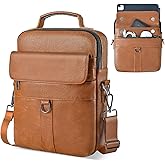 12.9-13 Inch iPad Carrying Leather Bag for 2025 13 inch iPad Air M3 M2 & iPad Pro M4 M5 with Magic Keyboard, iPad Pro 12.9, Travel Shoulder Sleeve Case Handle Bag, Brown