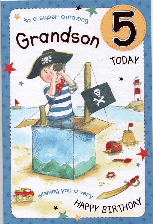 Grandson 5 today Birthday Card. Amazon.co.uk Office Products