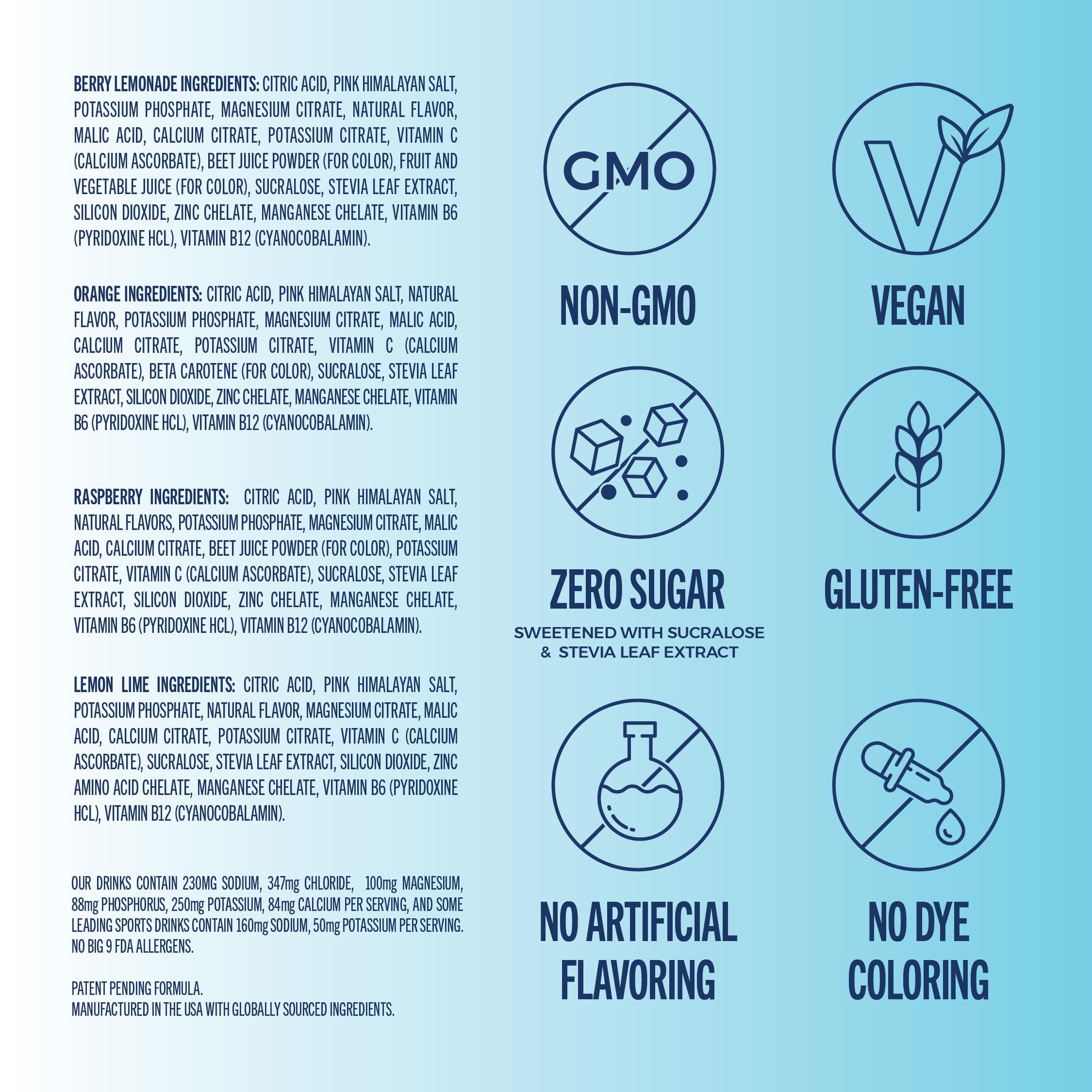TREVI™ Sugar Free Electrolytes - Drink Mix Hydration Powder Packets - 28 Count - Original Variety Pack - Berry Lemoande, Lemon Lime, Raspberry, Orange