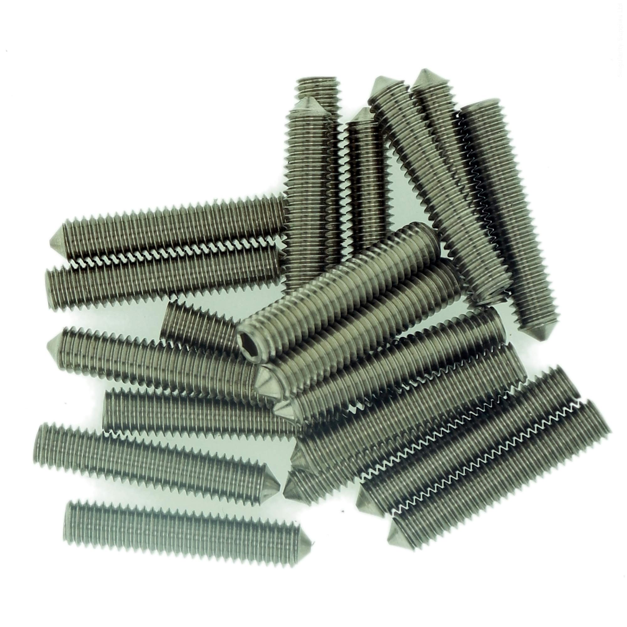 M6 (6mm x 8mm) Hex Socket Grub Screw (Cone Point) - Stainless Steel (A2) (Pack of 20)