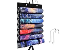 VIYOHOH Playmat Holder, Playmat Tube Storage Bag for MTG with 2 Hooks, Fits 6+1 Game Mats & Tubes with Transparent Plastic Slots, Portable Organizer Case for TCG/CCG/RPG Mat (Black)