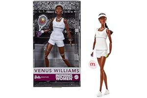 Barbie Inspiring Women Series, Venus Williams Fashion Doll with Signature Tennis Uniform and Racket, Includes Displayable Packaging