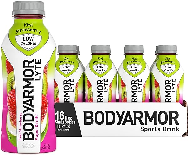 BODYARMOR LYTE LOW-CALORIE SPORTS DRINK, KIWI STRAWBERRY, COCONUT WATER, NATURAL FLAVORS, VITAMINS, ELECTROLYTES, 16 FL OZ (12 PACK)