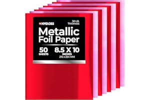 Hygloss Metallic Foil Paper - 50 Sheets Pink and Red Shiny Papers - 8.5x10 Inches - Ideal Foil Papers for Crafts - Shiny Craft Paper Sheets