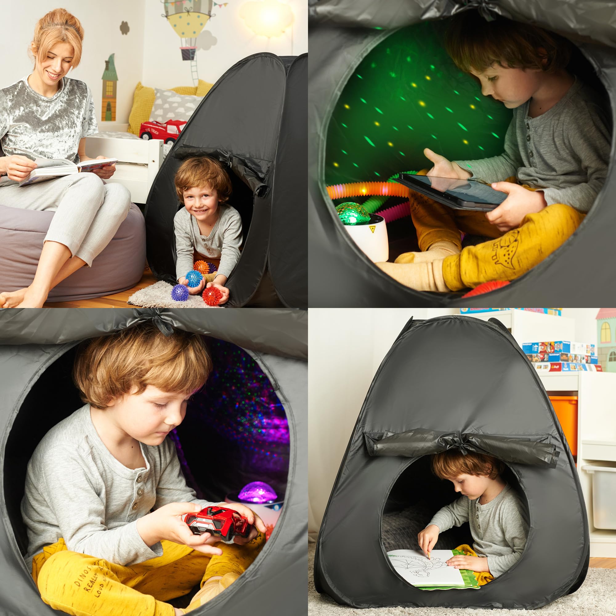Sensory Tent | Calm Corner to Play and Relax | Toys for Autistic Children | Helps with Autism, SPD, Anxiety & Improve Focus | Black Out Sensory Tents for Autistic Children | Small
