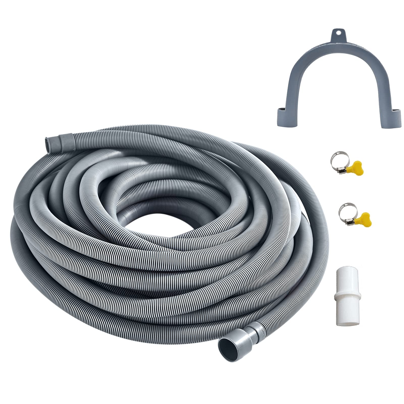 Photo 1 of Servineart 49ft Washing Machine Drain Hose Extension Kit-Flexible Corrugated Hose, 1 1/4" ID With 1 Adapter, 1 U-Bend Holder, 2 Hose Clamps