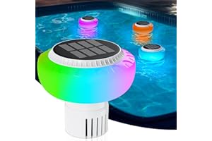 FUSSION Solar Pool Chlorine Floater - Chlorine Tablet Floater with Adjustable Release Outlets, Floating Chlorine Dispenser for Pool Fit 3 Inch Tablets and 1 Inch Tablets, Anti-Sinking Floating Pool Lights