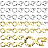 50Pcs Locking Jump Rings for Jewelry Making OD 5.5mm ID 3mm Round Open Connector Clasp 18K Gold Plated Jump Rings for Charms Necklaces Bracelet Keychain DIY Crafts Jewelry Making