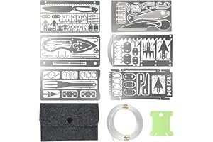 Hukado 9PCS Survival Card Multitool Camping Kit with Fishing Line Gear, Multipurpose Credit Card Wallet Portable Survival Tool with Felt Bag for Outdoor Fishing Hiking Hunting