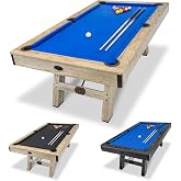 GoSports 7 ft Pool Tables with Wood Finish - Choose Your Style - Modern Billiards Table with 2 Cue Sticks, Balls, Rack, Felt Brush and Chalk