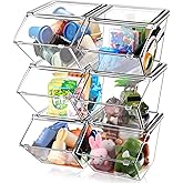 Yerliker 6 Pcs Clear Plastic Storage Bins with Lids Large Stackable Pantry Storage Organizer Bins Kitchen Organization Cabinet Organizers Ideal Containers for Fridge, Kitchen, Cabinets (Clear)