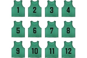 RE-HUO 12 Pack Numbered（1-12） Scrimmage Vests/Sport Pinnies/Training Bibs For Basketball,Soccer, Volleyball and Baseball