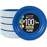 Exquisite Dark Blue Paper Plates Disposable Heavy Duty 7 Inch Dark Blue Disposable Plates For Party 100 Pcs Heavy Duty Paper Plate 350 GSM, Birthday Party Supplies Plate Set