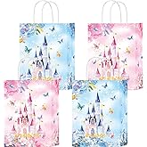 W WINTMING 20Pcs Princess Prince Party Favor Bag Blue Pink Castle Goodie Bag with Handles Butterfly Bag for Baby Shower Birthday Gender Reveal Party (Blue-castle)
