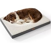 Bedsure Washable Dog Beds Large Sized Dog with Comfy Sherpa, 36x27in Grey | Orthopedic Egg Crate Foam,Comfort Support Flat Re