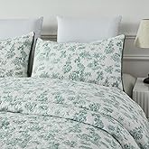 Brandream Queen Size Quilt Set Cotton Green Toile Bedding Vintage Floral Quilt Set 3-Piece
