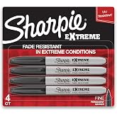 Sharpie Extreme Permanent Markers, Fine Point, Black, 4 Count - Fade Resistant Against Both Wet and Dry Outdoor Elements