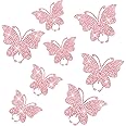 8 Pcs Butterfly Car Decals for Women Crystal Car Decoration Stickers Crystal Rhinestone Butterfly Car Accessories for Women Pink Car Accessories Decals for Vehicles Bumper Window Laptops Luggage