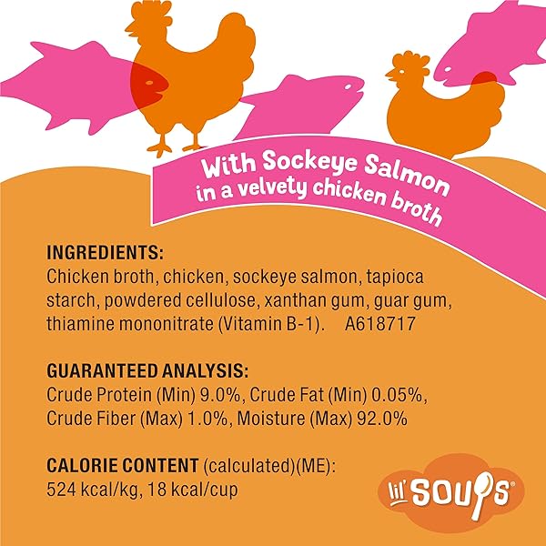 PURINA FRISKIES GRAIN FREE LICKABLE CAT FOOD TOPPERS LIL’ SOUPS WITH SOCKEYE SALMON IN CHICKEN BROTH – (PACK OF 8) 1.2 OZ. CUPS