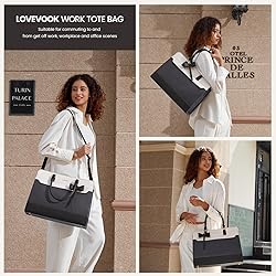LOVEVOOK Laptop Tote Bag for Women,Leather Work