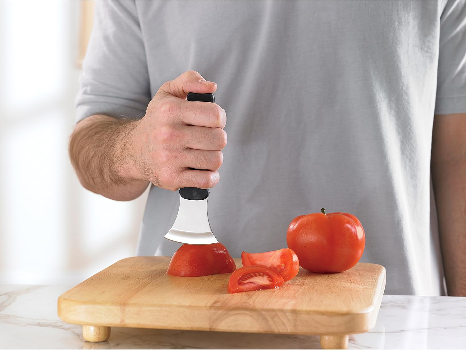 DMI Verti-Grip Curved Cutting Kitchen and Dinner Knife for Individuals with Limited Hand Strength, Steak Knife, Dishwasher Safe, Stainless Steel Blade: Health & Personal Care
