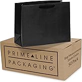 Prime Line Packaging Black Gift Bags, Kraft Paper Bags with Handles for Shopping, Small Business, Boutiques, Custom Retail, Merchandise Bulk, 16x6x12, 50 Pack