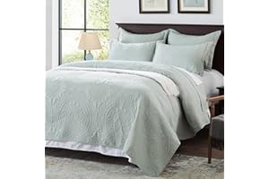 Anluoer Quilt Twin Size Bedding Set-Sage Green Embossed, Bedspreads-Lightweight Summer Soft Microfiber Bedspread, Bed Coverlet for All Seasons (1 Quilt, 1 Pillow Sham)